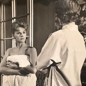 Vintage 1961 Susan Slade Movie Still Connie Stevens in Towel Black & White Photo